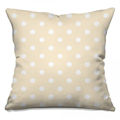 Coussins décoratifs à pois beige et blanc