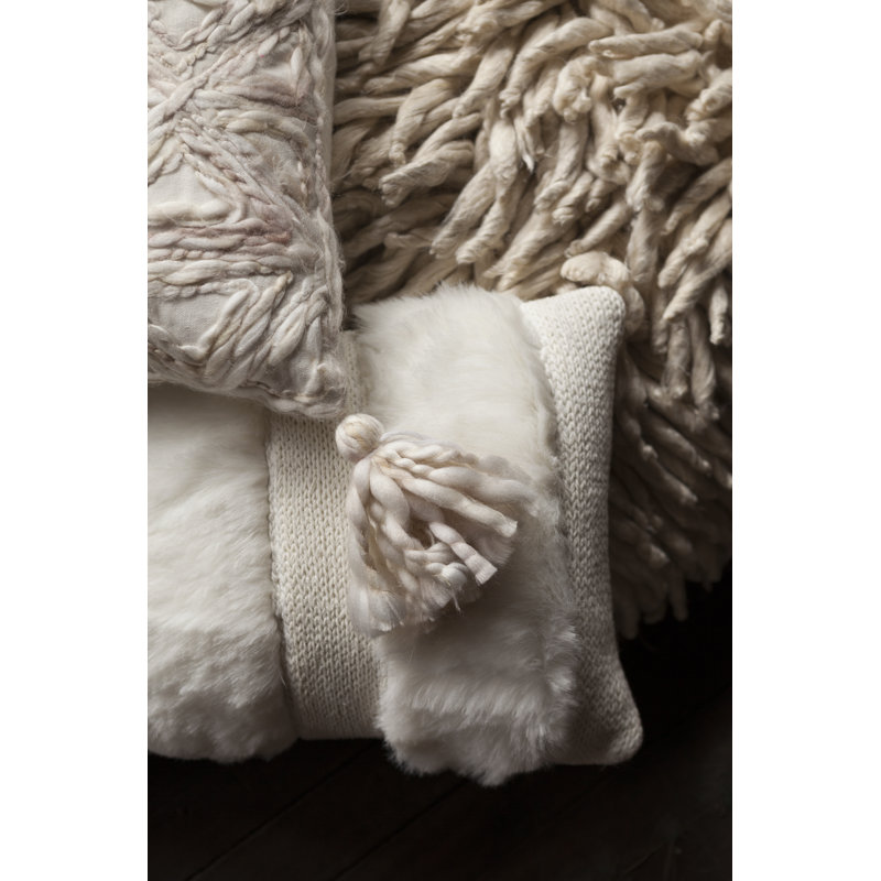 Striped Throw Pillow, 13" x 21", Gray, Down/Feather
