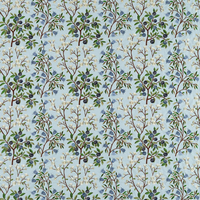 Foraging Embroidery Fabric, Blue/Green
