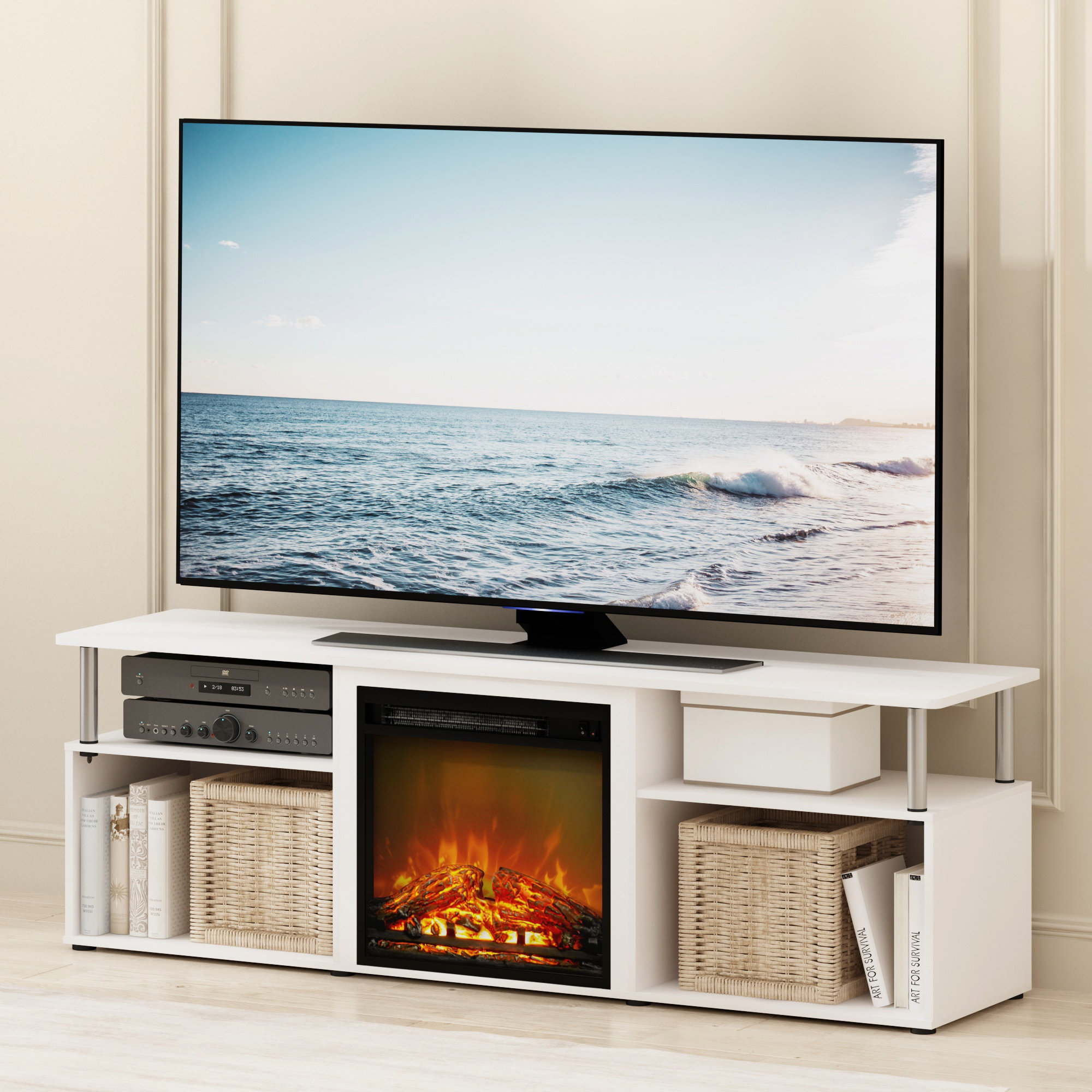 Latitude Run® Nottoway TV Stand for TVs up to 70 with Fireplace Included -  Wayfair Canada
