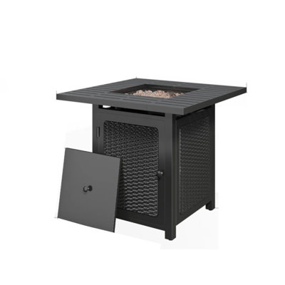 The Rattan Hearth 30" 2-in-1 Outdoor Gas Fire Pit Table | 50,000 BTU CSA Certified Rattan-Look Square Fire Pit