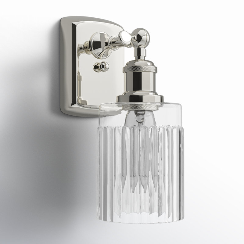 Applique murale à bras 1 lumière Kamena, Ampoule DEL 6 watts rétro, Transparent, Nickel poli