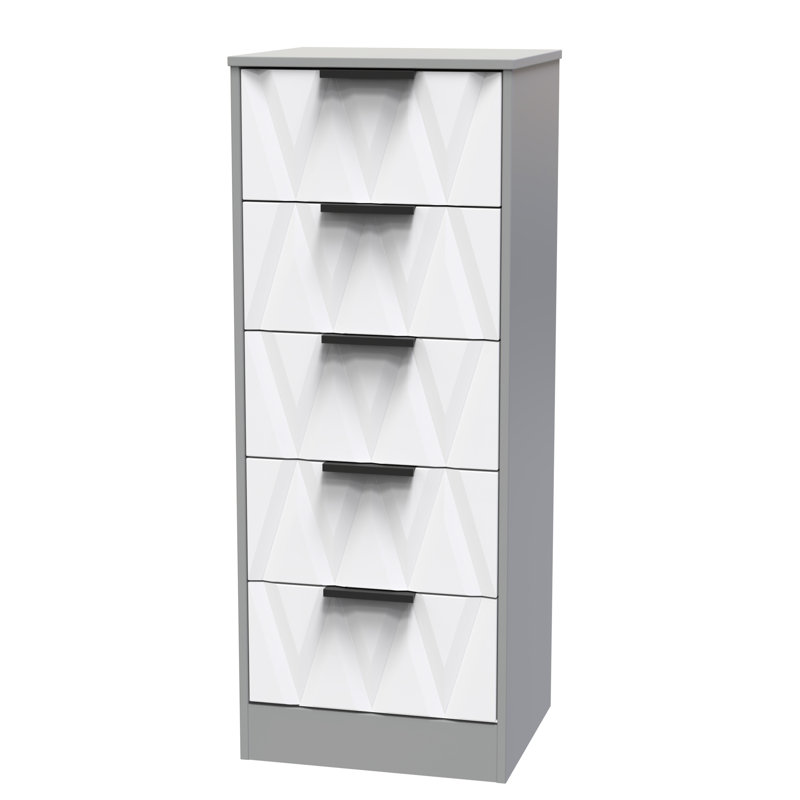 Las Vegas 45cm W Manufactured Wood Bedside Table, White Matt/Dusk Grey