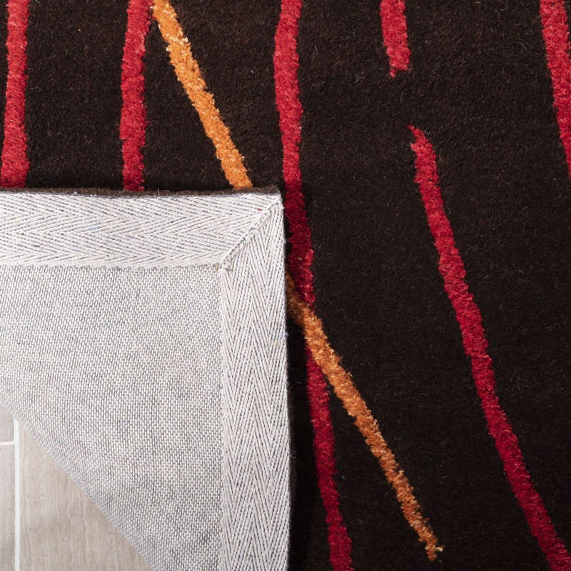 Tapis rouge / brun en laine / viscose touffeté à la main Candelo Soho, Rectangle 7 pi 6 po x 9 pi 6 po