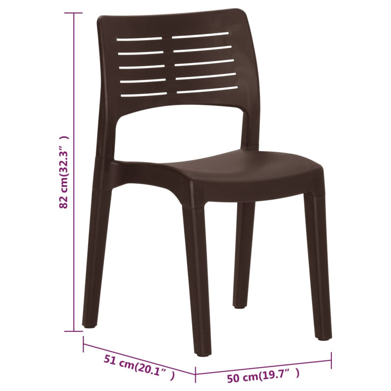 Popel Stacking Patio Dining Side Chair with Cushion, Brown