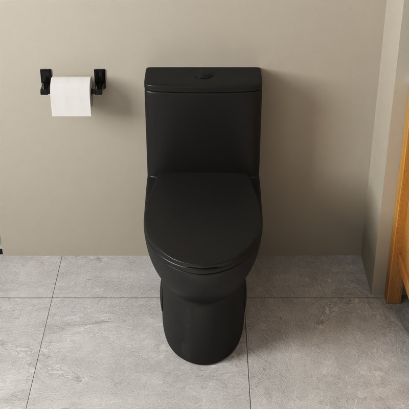 Ally Dual-Flush Elongated One-Piece Toilet with Glazed Surface Modern Toilet with Comfort Seat Height  (Seat Included), 12"