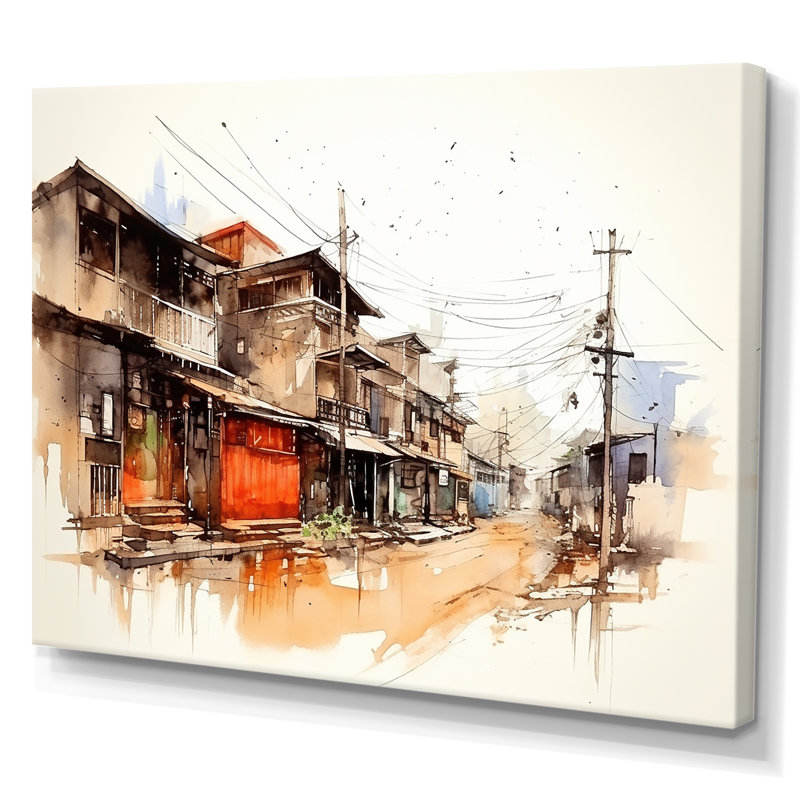 Art urbain, sérénité urbaine en Chine, Toile tendue, H 30 po x l 40 po x P 1,5 po