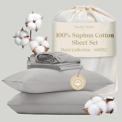 Double Stitch 100% Supima Cotton Sheets Set