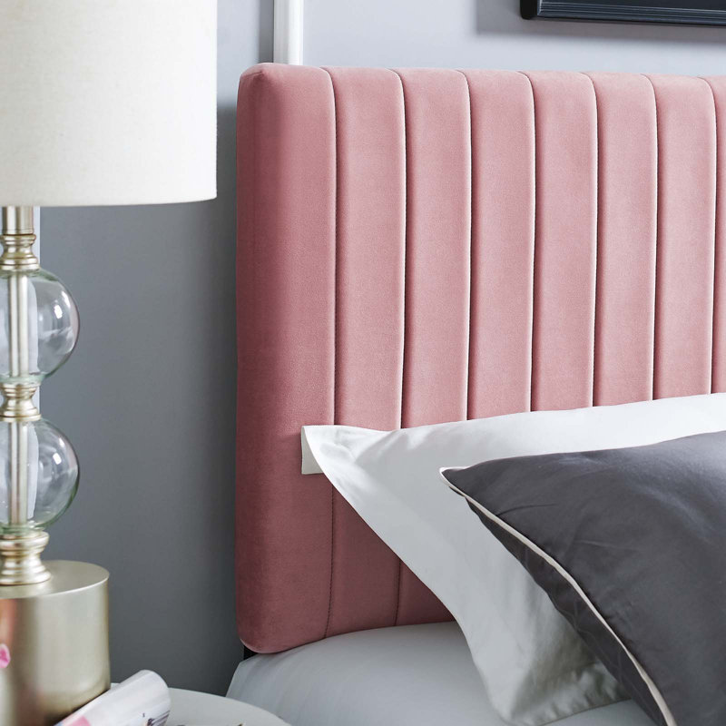 Tête de lit en velours Modway Carson Carrington Stryn, Vieux rose, Double/grand