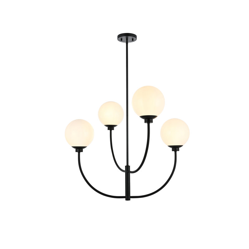 Kyle 4-Light Chandelier, Noir, H 25 po x l 30 po x P 30 po