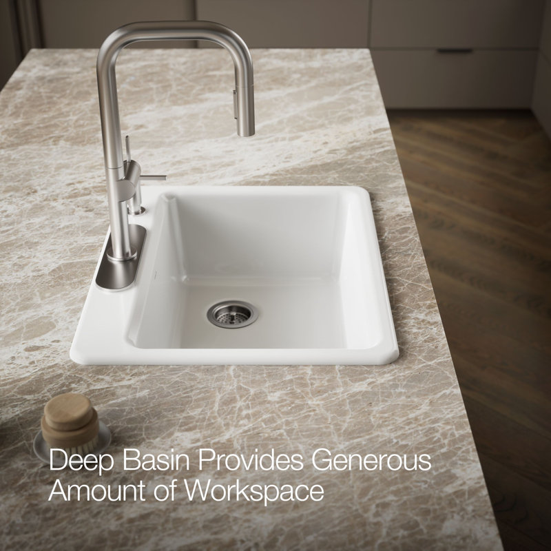Riverby® 27" L x 22" W Drop-In Kitchen Sink, White, 4 Hole