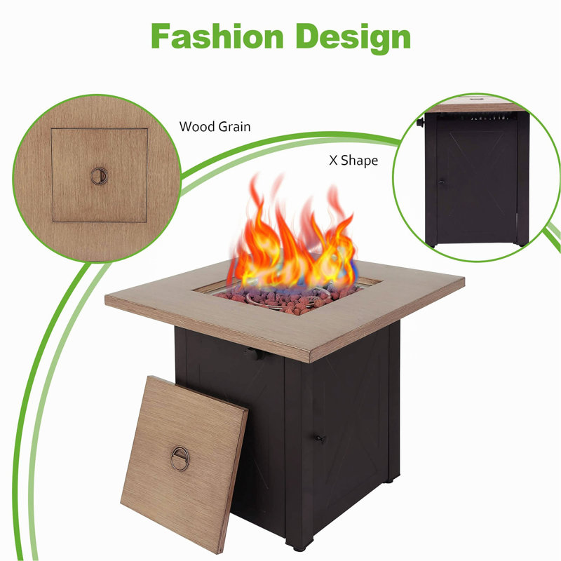 Rectangle Propane Smokeless Outdoor Fireplace, Dark Brown