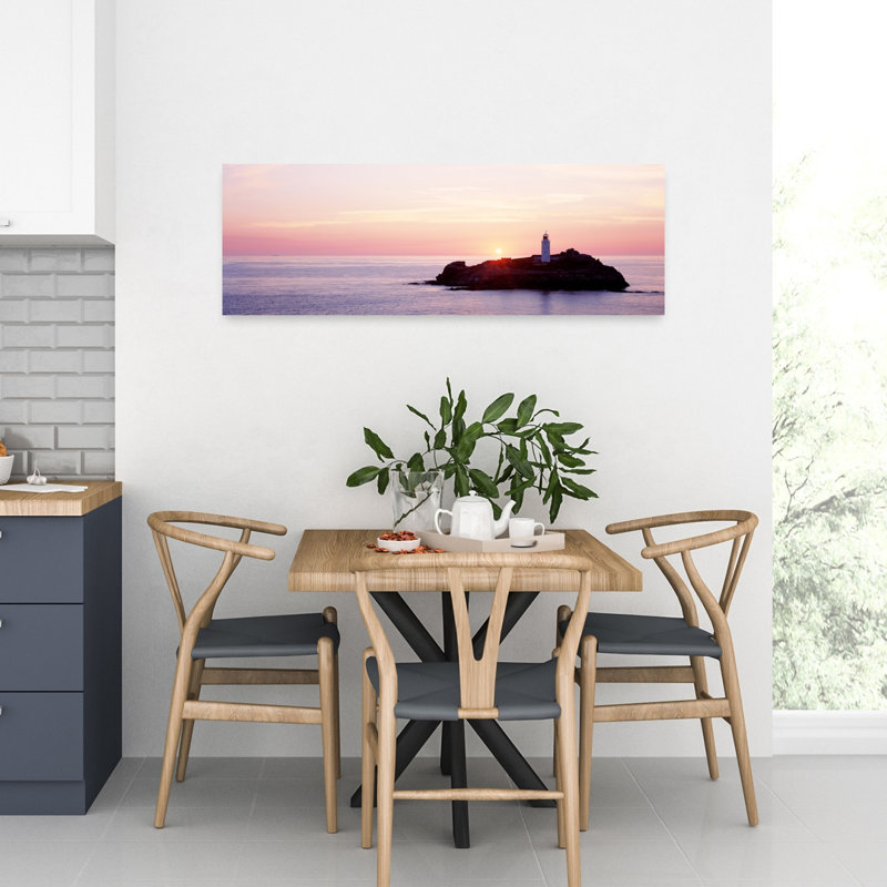 Coucher de soleil, phare de Godrevy, Cornwall, Angleterre, Royaume-Uni, art contemporain abstrait, art mural océan