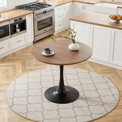 32" Round Dining Table, 2-4 Person Kitchen Dining Table With Pedestal Sturdy Tulip Base, Versatile Pedestal Bistro Table For Apartment & Cafe(Only Tab