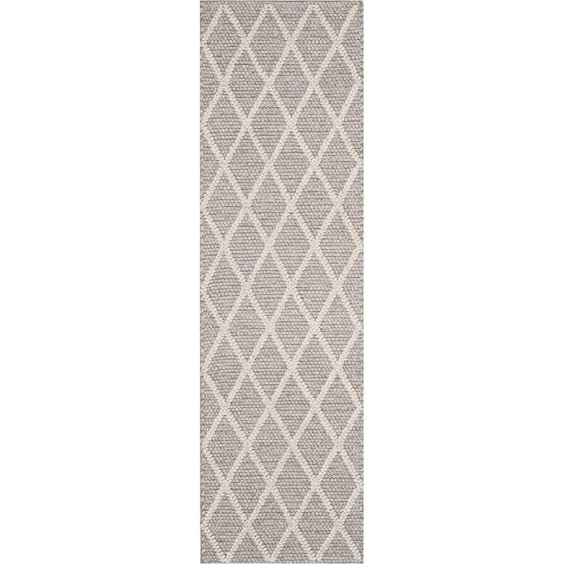 Tapis géométrique en laine et en viscose tissé à la main Russo, Tapis de couloir 2 pi 3 po x 14 pi