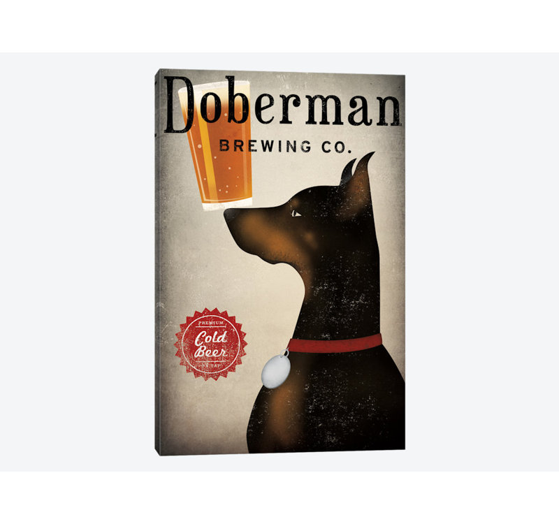 « doberman infuser co. », impression sur toile tendue, H 26 po x l 18 po x P 1,5 po, Toile tendue, Pas de tapis