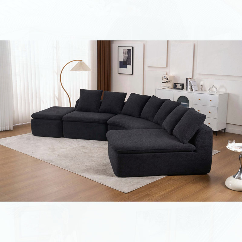Canapé modulaire en U 133 po, Blanc lait