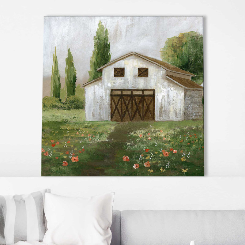 Country Barn II par Nan - Peinture, Toile tendue, H 28 po x l 28 po x P 1,5 po