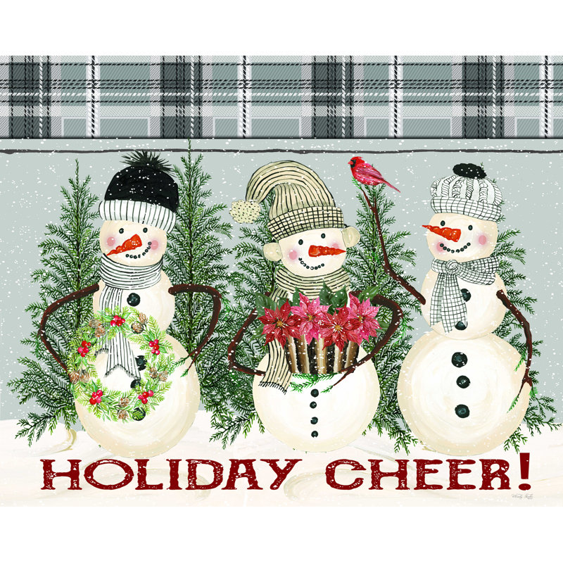 " Holiday Cheer Snowmen " Mixed Media Print, 30" H x 40" W