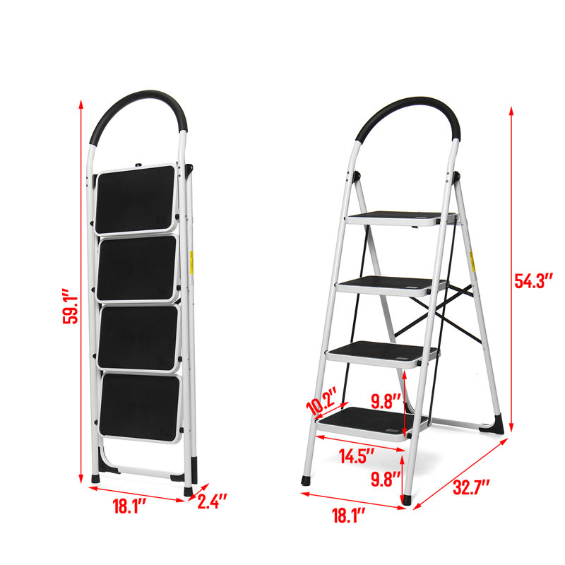Échelle de tabouret en aluminium 4 marches avec capacité de charge de 300 lb Sariyah