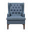 40,61 po Chaise haute d'appoint en bleu avec coussin de siège en mousse et pieds en bois d'hévéa en tissu texturé pour le salon-1694112355