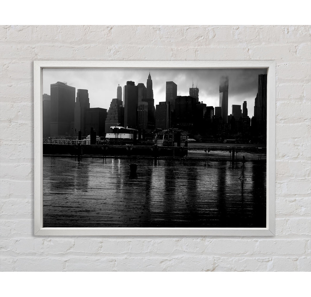 Hudson River New York B N W - Einzelner Bilderrahmen Kunstdrucke auf Leinwand