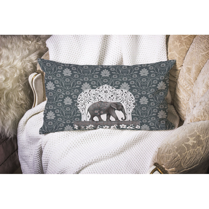 Coussin Mystic Elephant, Vert / gris