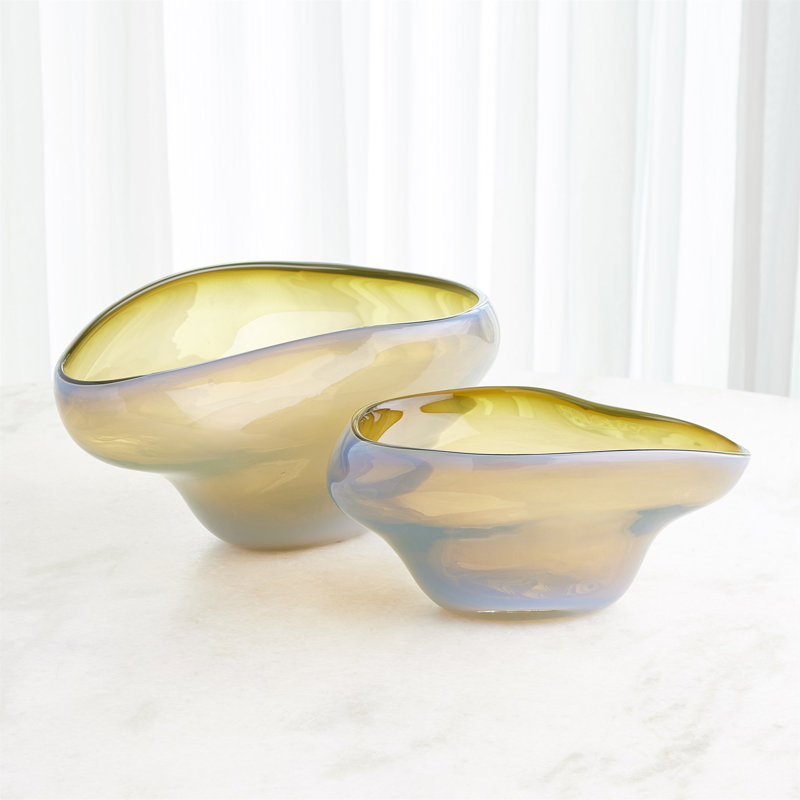 Harmony Bowl, 8" H x 16.5" W x 9.5" D, Cloudy/Olive Green