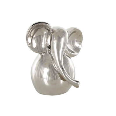 Cole And Grey Ceramic Glossy Elephant Decorative Sculpture