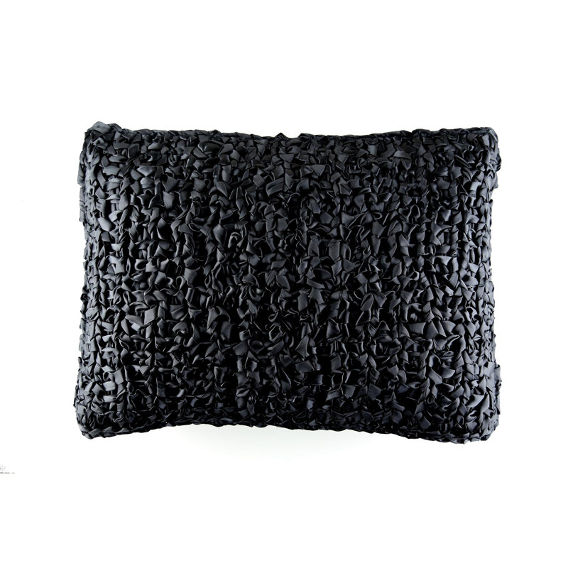 Ribbon Knit Lumbar Pillow Cover & Insert, Black