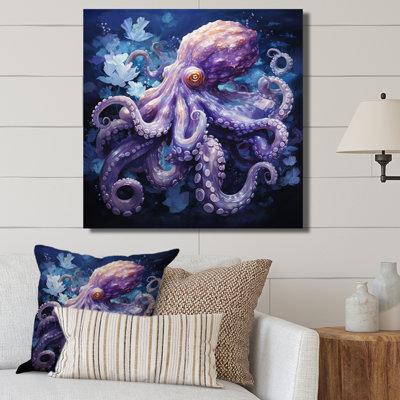 Purple Octopus Lunar Reflections II - Animals Wall Art Prints