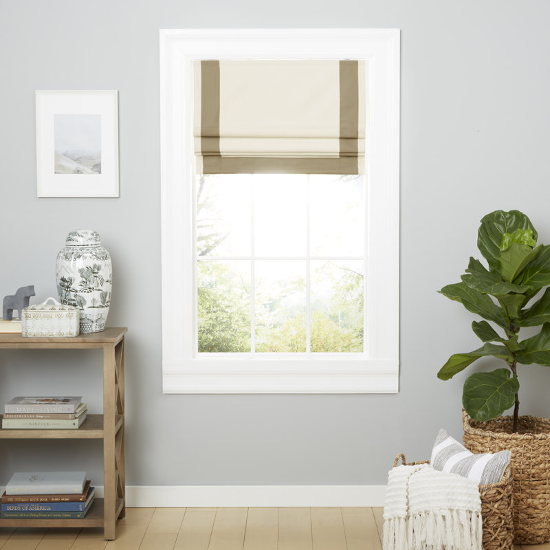 Frontera Blackout Roman Shade, Natural/Taupe, 27"W x 64"L
