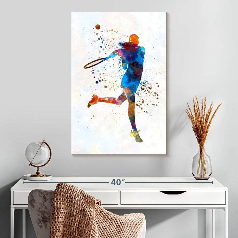 Sirci, joueuse de tennis à l'aquarelle I, H 30 po x l 20 po