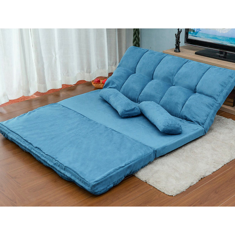 Double Chaise Lounge In Blue: Breathable Material With Pillows (Blue): Ample Seating Space