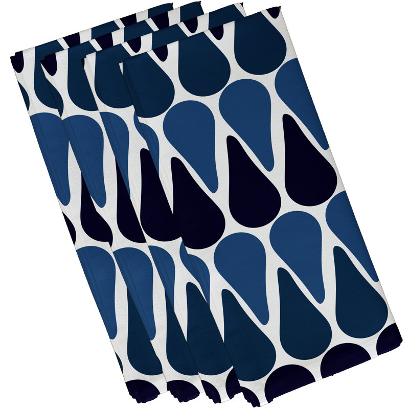 Synthia Polyester Geometric Square Napkin, Navy Blue