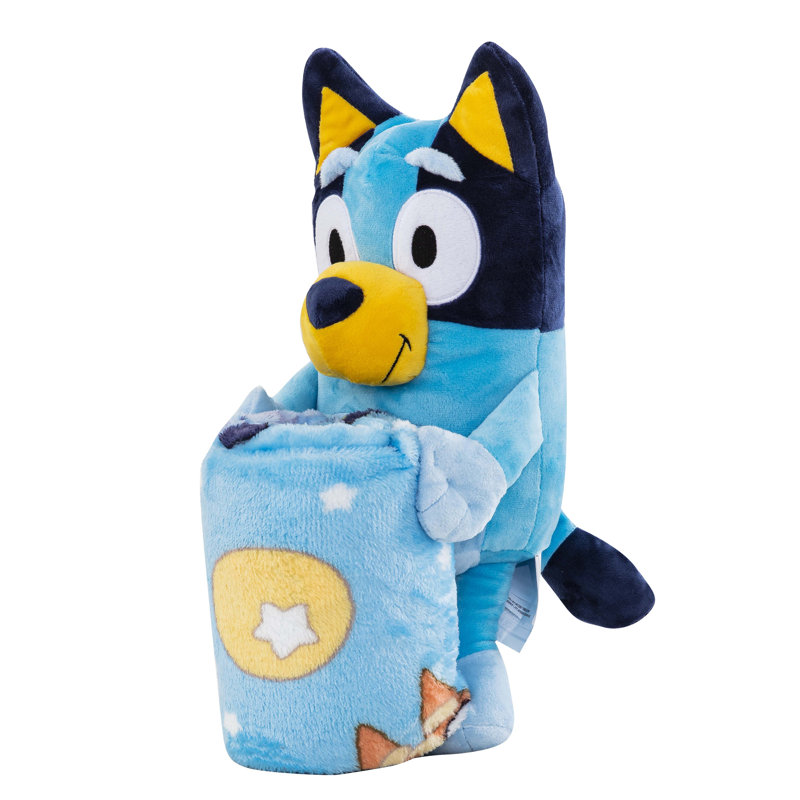 Bluey Character Silk Touch Throw Blanket Set with Hugger Pillow, 40" x 50"