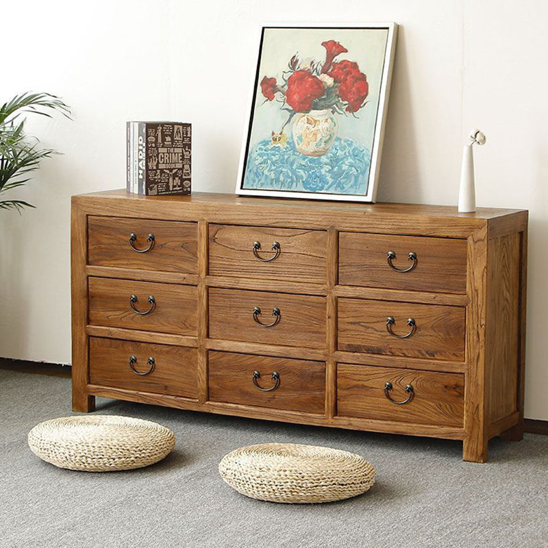 Solid Wood Nine Drawers Storage Cabinet 62.99 " W Sideboard