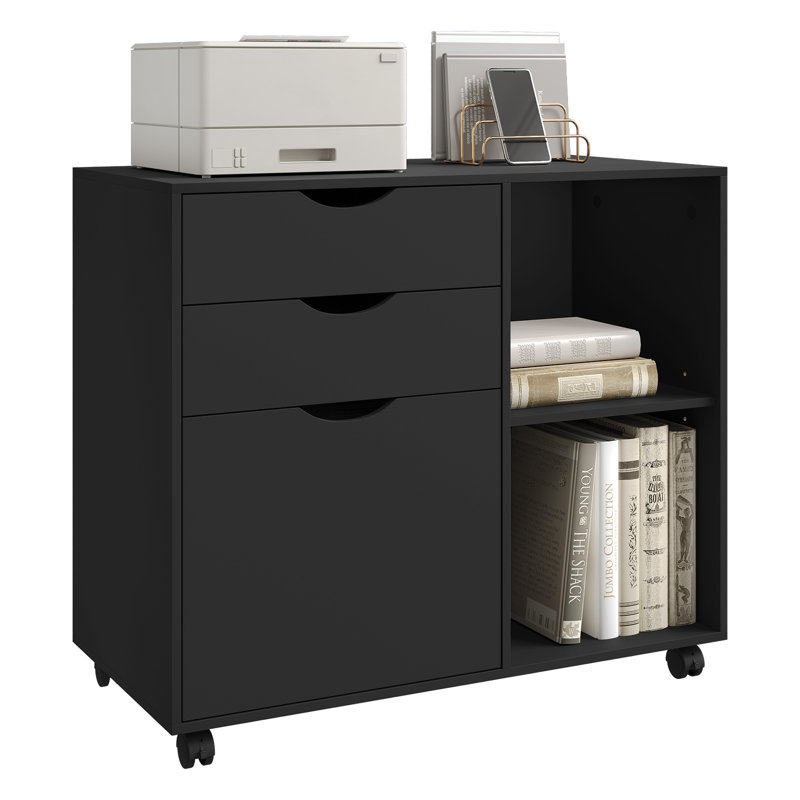 3 -Drawer Filing Storage Cabinet, Matte Black