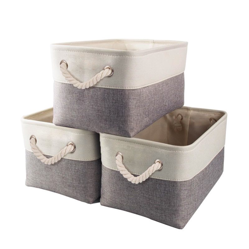 Naomi Decorative Basket, Grey/White, 18 cm H x 36 cm W x 26 cm D