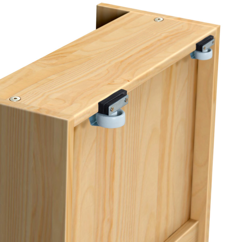 Lit plateforme simple en bois massif 2 tiroirs Boling, Naturel