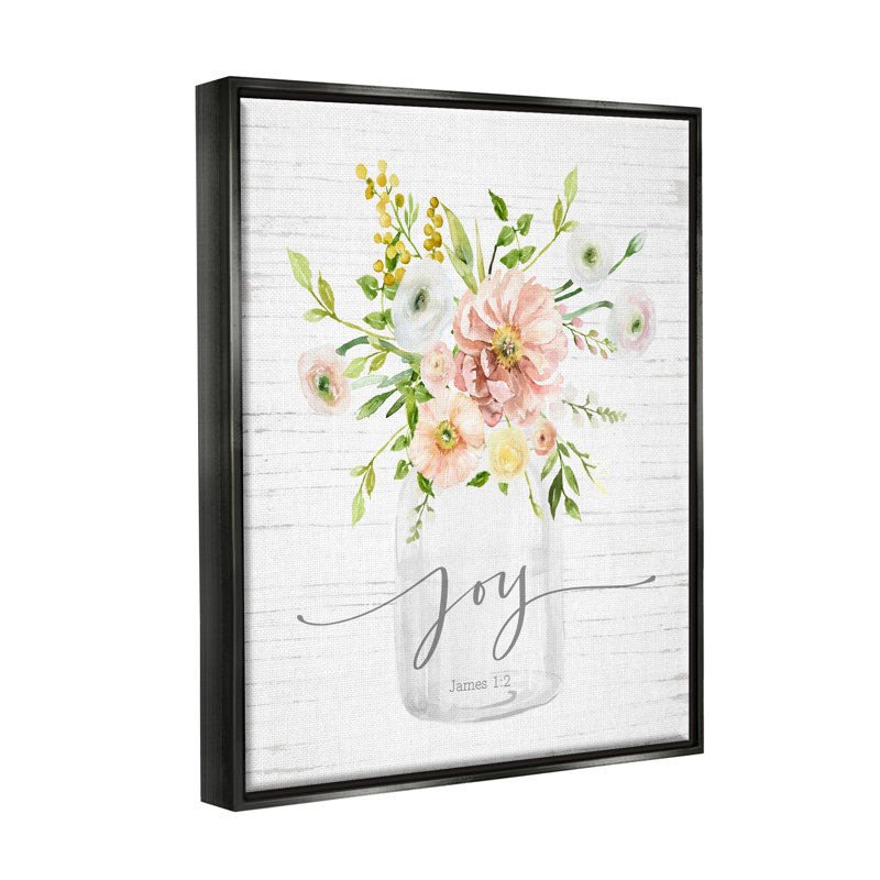 Country Bouquet Floral Arrangement, Cadre flottant noir de jais, H 21 po x l 17 po x P 1,7 po