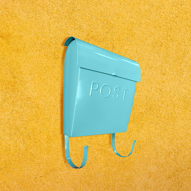 Light Turquoise Aluminum Wall Mounted Mailbox with Newspaper Holder