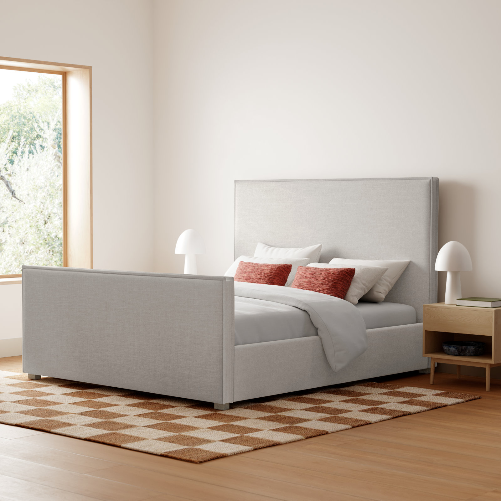 Sawyer Upholstered Bed, Queen, Lt Grey/Cream B502