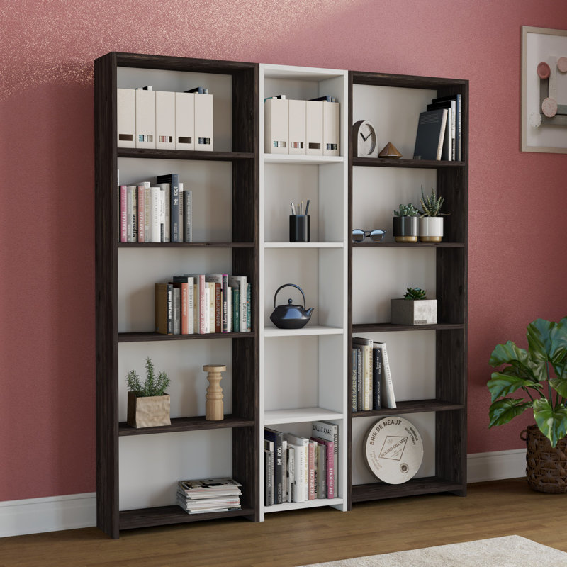 Bibliothèque Bulluck H 66,54 "x l 59,06", Noir / blanc