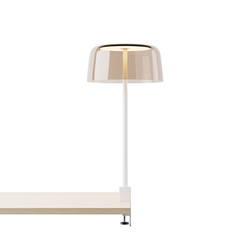Yurei Co-Working Lamp Edge Clamp with 14" Matel Shade, Interior, Tan, White