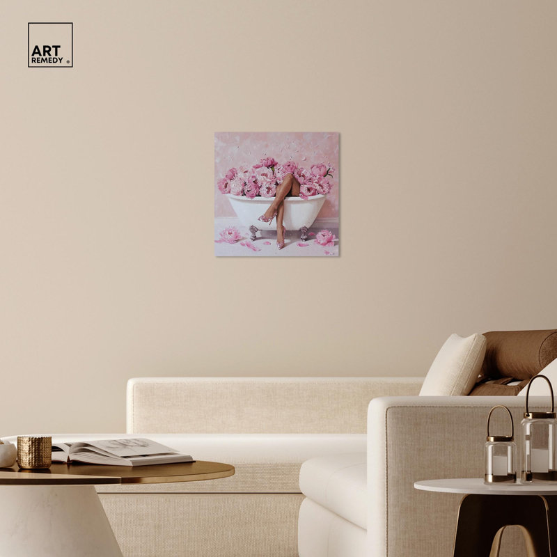 Bathtub Flower Bomb Canvas Glam Art by, 24" H x 24" W, Wrapped Canvas