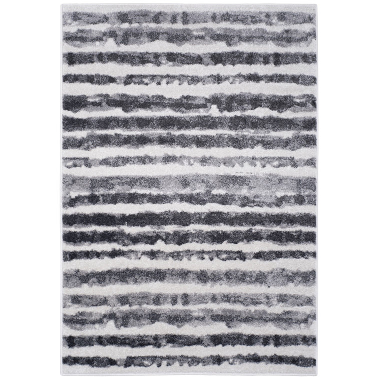 Bethlyn Striped Ivory/Charcoal Area Rug