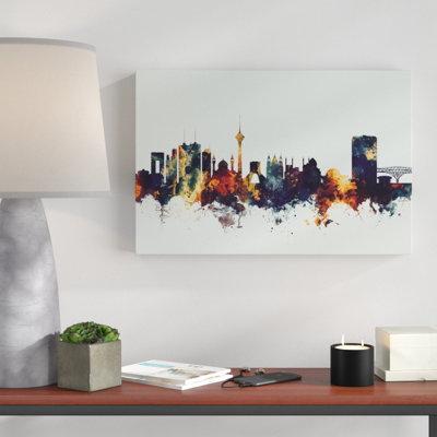 'Tehran Iran Skyline Dark IV' Graphic Art on Wrapped Canvas