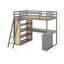 Lit mezzanine double avec tablettes et bureau