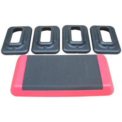 Adjustable Aerobic Stepper - Fitness Exercise Step Platform Trainer With 4 Risers For Home & Gym
